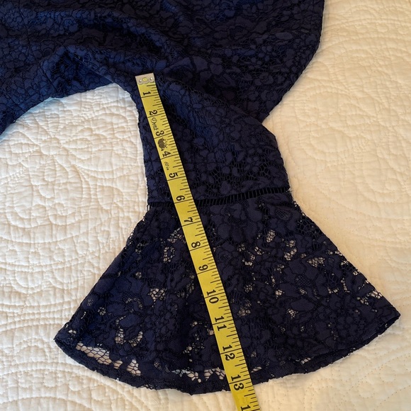 Eliza J Lace Fit Flare Dress Womens 6 Navy Blue Party Guest Feminine Holiday - Picture 15 of 17